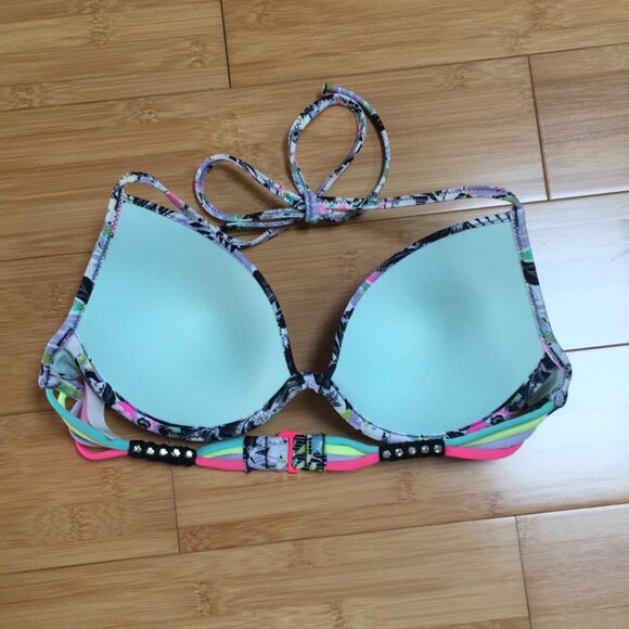 EUC Victoria Secret The Fabulous Floral Push-Up Bikini Top - Picture 2 of 3